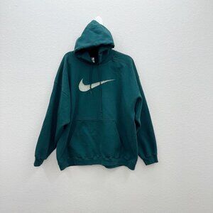 VTG Nike USA Made Swoosh Green Pullover Hoodie Sweatshirt Mens size XL